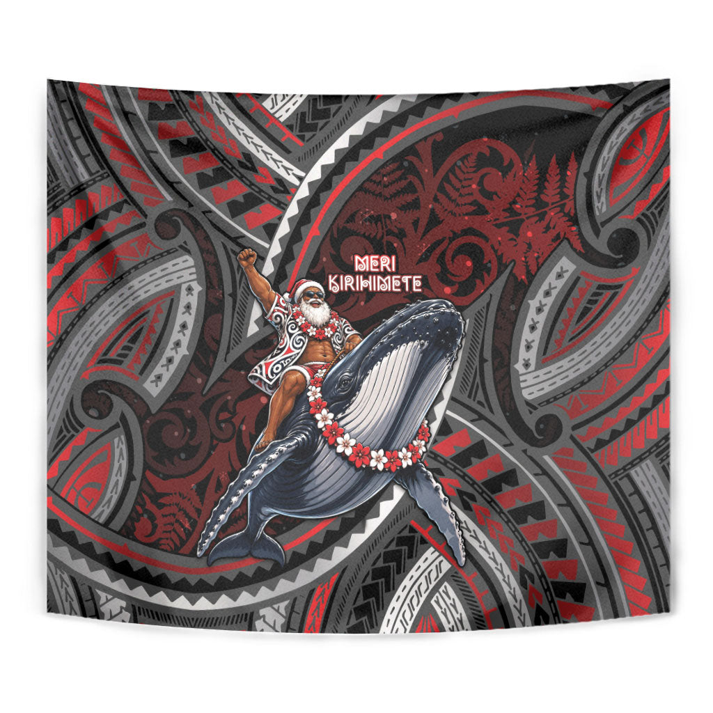 Aotearoa Christmas Tapestry Santa Riding Humpback Whale Maori Koru DT05 - Polynesian Pride