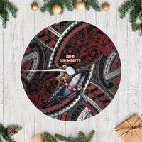 Aotearoa Christmas Tree Skirt Santa Riding Humpback Whale Maori Koru