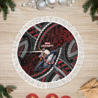Aotearoa Christmas Tree Skirt Santa Riding Humpback Whale Maori Koru