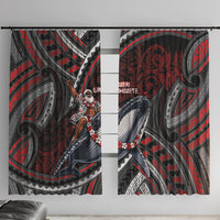 Aotearoa Christmas Window Curtain Santa Riding Humpback Whale Maori Koru