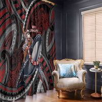 Aotearoa Christmas Window Curtain Santa Riding Humpback Whale Maori Koru