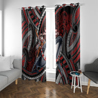 Aotearoa Christmas Window Curtain Santa Riding Humpback Whale Maori Koru