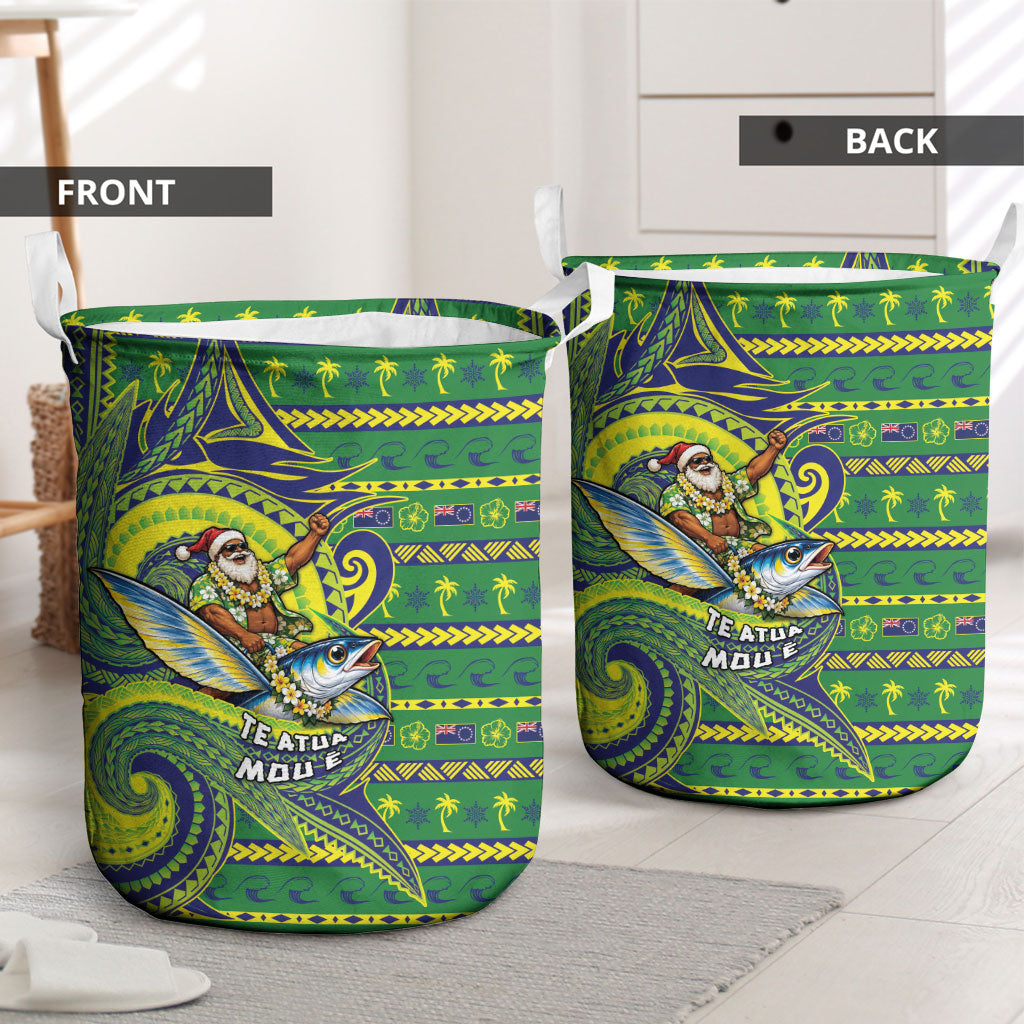Cook Islands Christmas Laundry Basket Santa Riding Flying Fish
