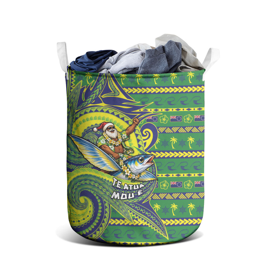 Cook Islands Christmas Laundry Basket Santa Riding Flying Fish