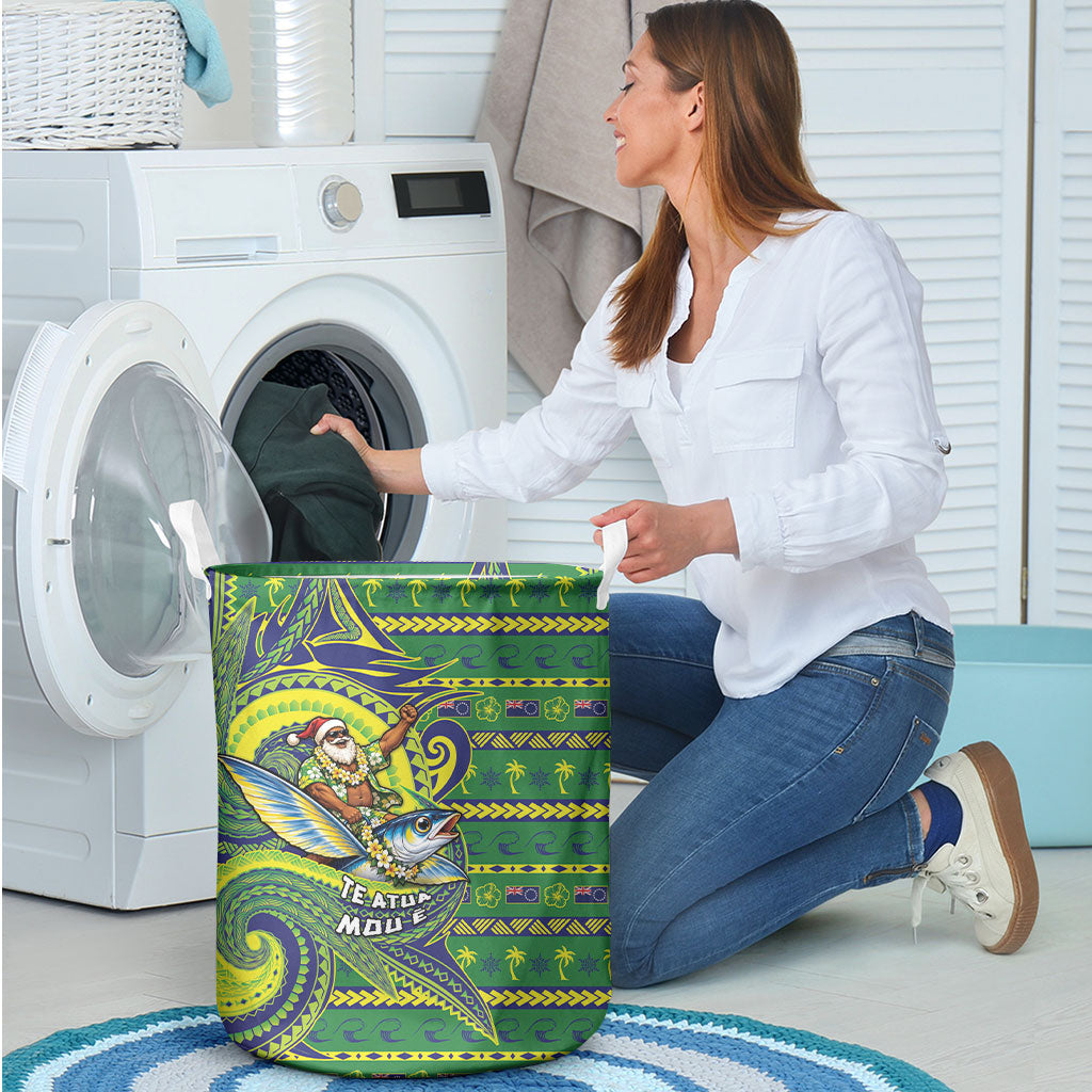 Cook Islands Christmas Laundry Basket Santa Riding Flying Fish