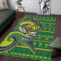 Cook Islands Christmas Area Rug Santa Riding Flying Fish