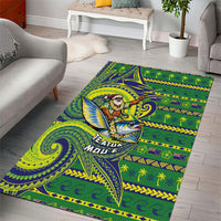 Cook Islands Christmas Area Rug Santa Riding Flying Fish