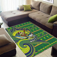 Cook Islands Christmas Area Rug Santa Riding Flying Fish