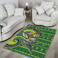 Cook Islands Christmas Area Rug Santa Riding Flying Fish