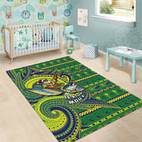 Cook Islands Christmas Area Rug Santa Riding Flying Fish