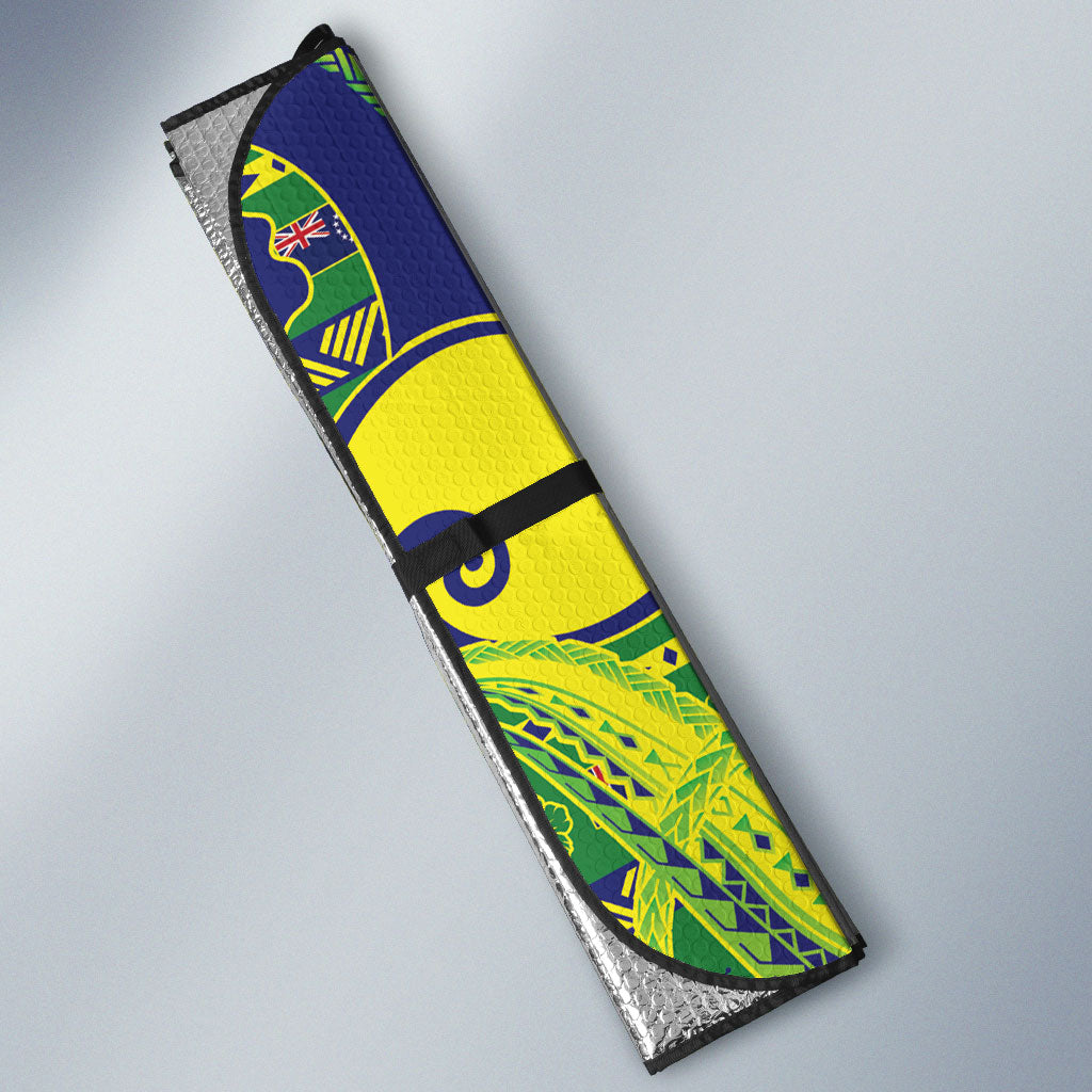 Cook Islands Christmas Auto Sun Shade Santa Riding Flying Fish