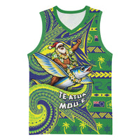Cook Islands Christmas Basketball Jersey Santa Riding Flying Fish