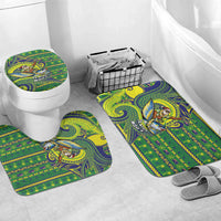 Cook Islands Christmas Bathroom Set Santa Riding Flying Fish DT05 Mat Set Only (3 pcs) One Size Green - Polynesian Pride