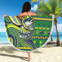 Cook Islands Christmas Beach Blanket Santa Riding Flying Fish