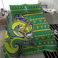 Cook Islands Christmas Bedding Set Santa Riding Flying Fish DT05 - Polynesian Pride