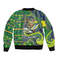 Cook Islands Christmas Bomber Jacket Santa Riding Flying Fish DT05 - Polynesian Pride