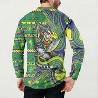 Cook Islands Christmas Button Sweatshirt Santa Riding Flying Fish DT05 - Polynesian Pride