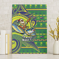 Cook Islands Christmas Canvas Wall Art Santa Riding Flying Fish DT05 Without Frame Green - Polynesian Pride