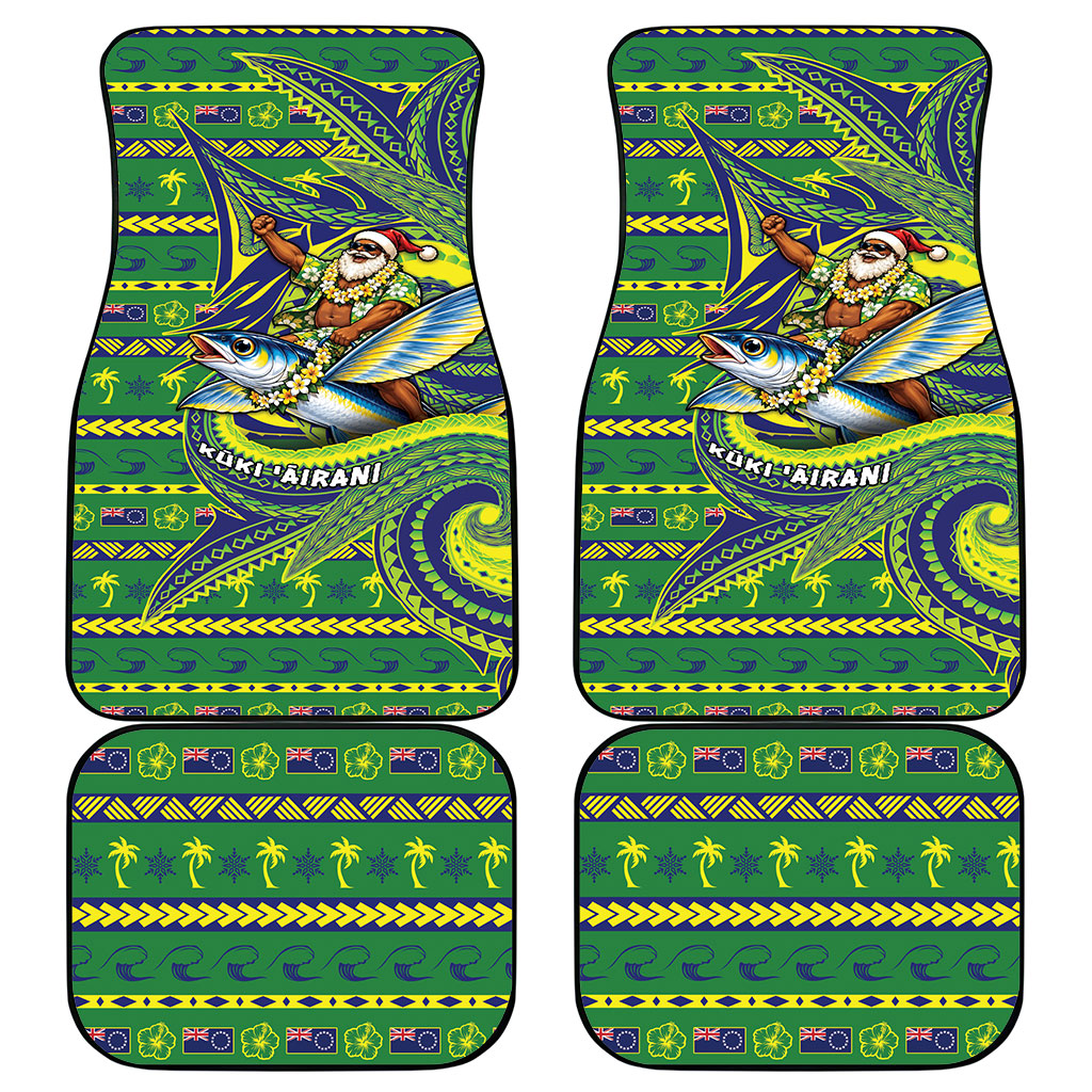 Cook Islands Christmas Car Mats Santa Riding Flying Fish