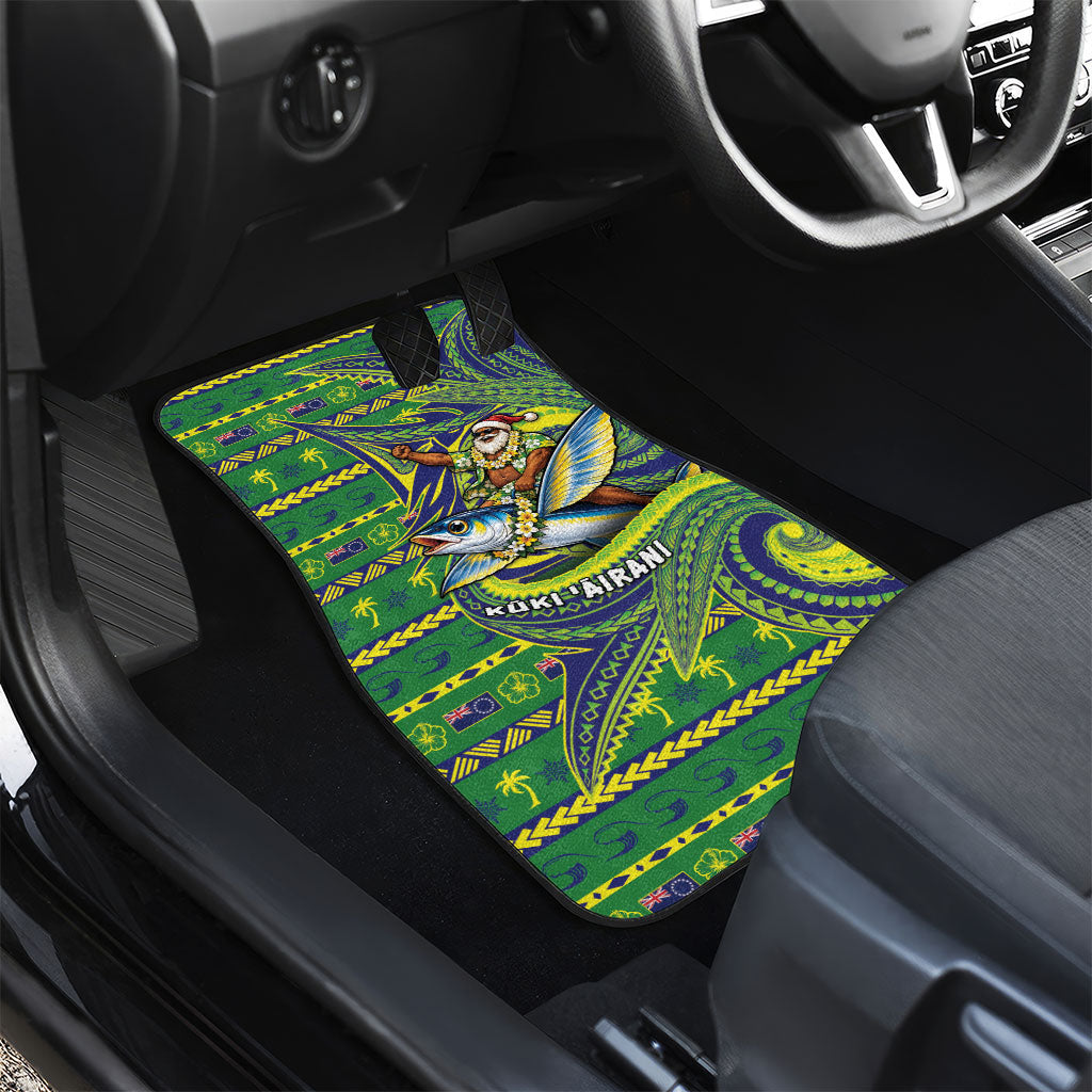 Cook Islands Christmas Car Mats Santa Riding Flying Fish