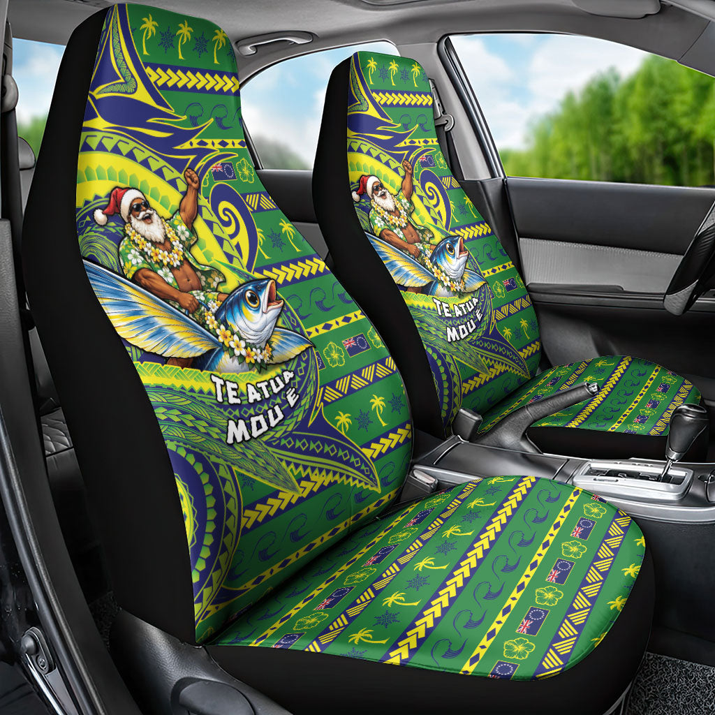 Cook Islands Christmas Car Seat Cover Santa Riding Flying Fish