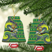 Cook Islands Christmas Ceramic Ornament Santa Riding Flying Fish DT05 Bell Flake Green - Polynesian Pride