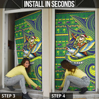Cook Islands Christmas Door Cover Santa Riding Flying Fish