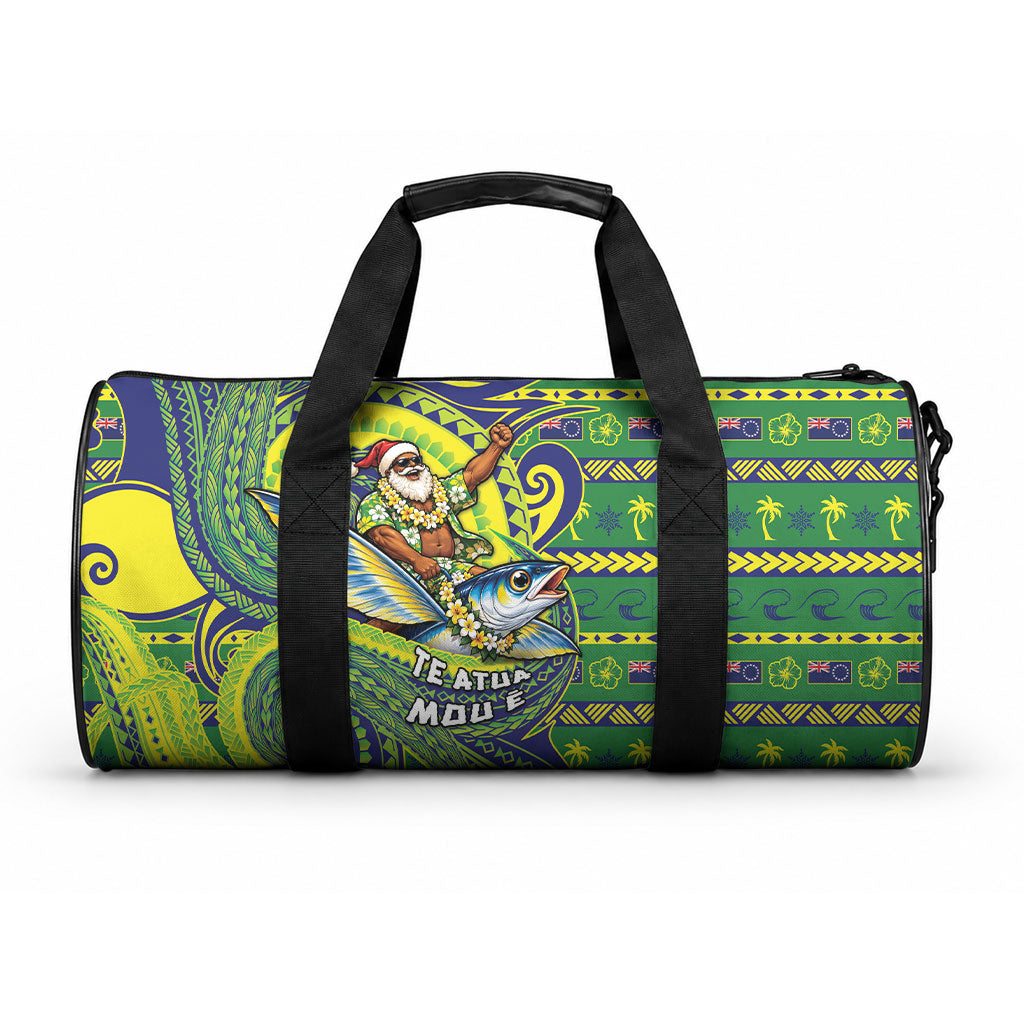 Cook Islands Christmas Duffle Bag Santa Riding Flying Fish