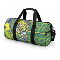 Cook Islands Christmas Duffle Bag Santa Riding Flying Fish