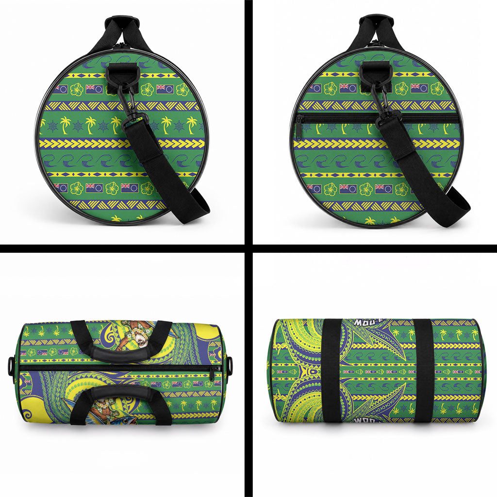 Cook Islands Christmas Duffle Bag Santa Riding Flying Fish