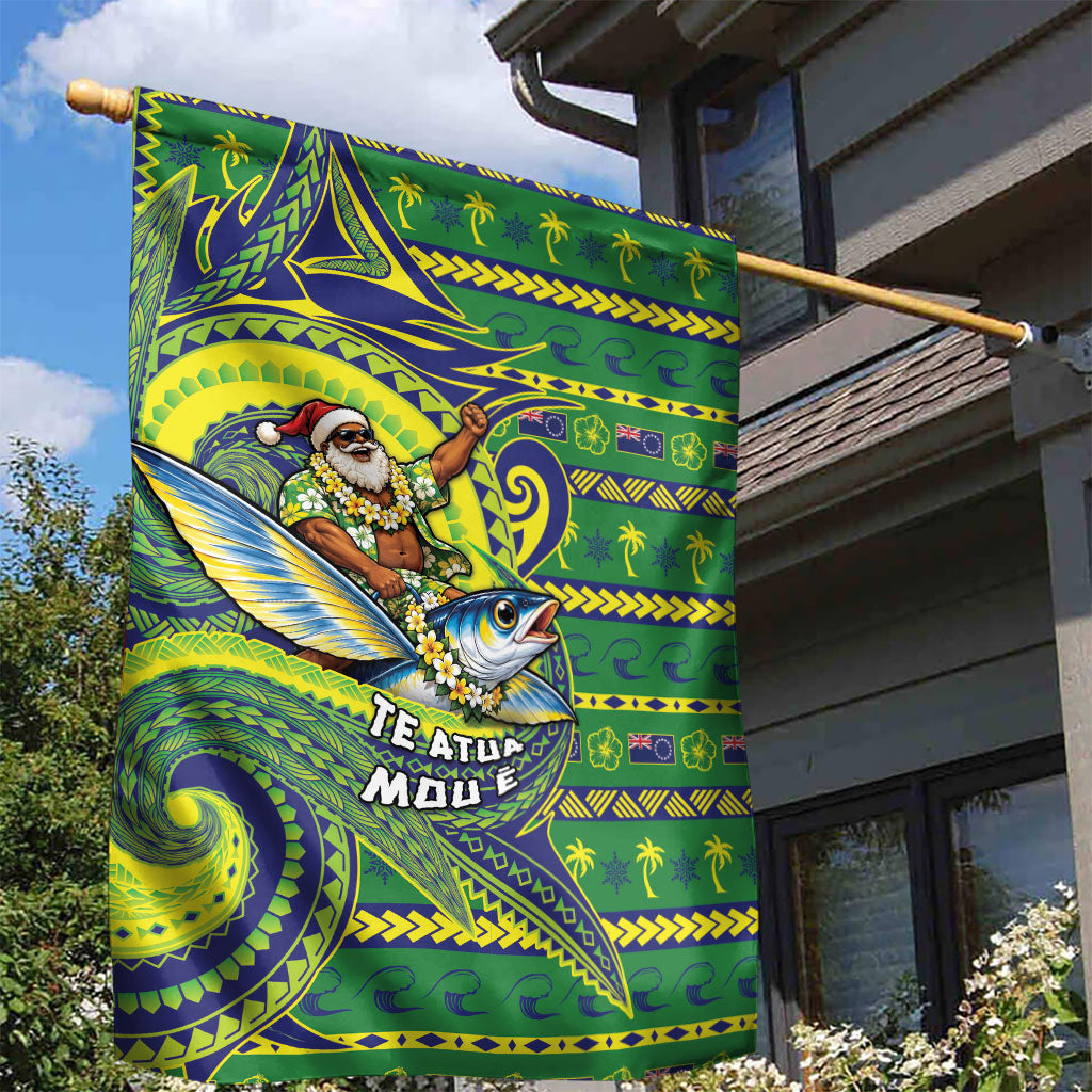 Cook Islands Christmas Garden Flag Santa Riding Flying Fish DT05 - Polynesian Pride