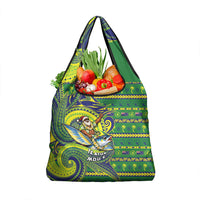 Cook Islands Christmas Grocery Bag Santa Riding Flying Fish