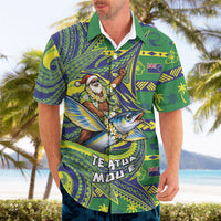 Cook Islands Christmas Hawaiian Shirt Santa Riding Flying Fish