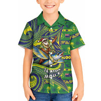 Cook Islands Christmas Hawaiian Shirt Santa Riding Flying Fish