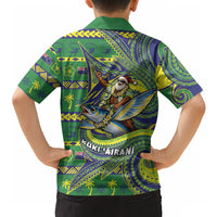 Cook Islands Christmas Hawaiian Shirt Santa Riding Flying Fish