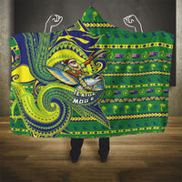 Cook Islands Christmas Hooded Blanket Santa Riding Flying Fish