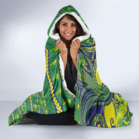 Cook Islands Christmas Hooded Blanket Santa Riding Flying Fish