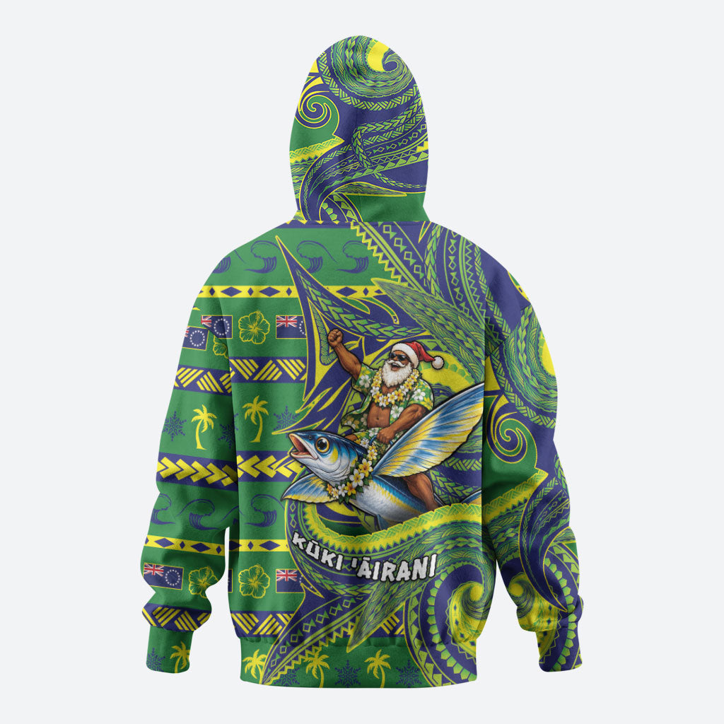 Cook Islands Christmas Hoodie Santa Riding Flying Fish DT05 - Polynesian Pride