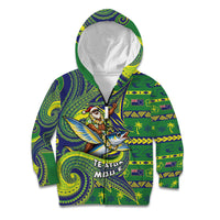 Cook Islands Christmas Kid Hoodie Santa Riding Flying Fish