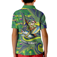 Cook Islands Christmas Kid Polo Shirt Santa Riding Flying Fish DT05 - Polynesian Pride
