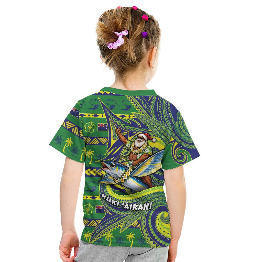 Cook Islands Christmas Kid T Shirt Santa Riding Flying Fish DT05 - Polynesian Pride