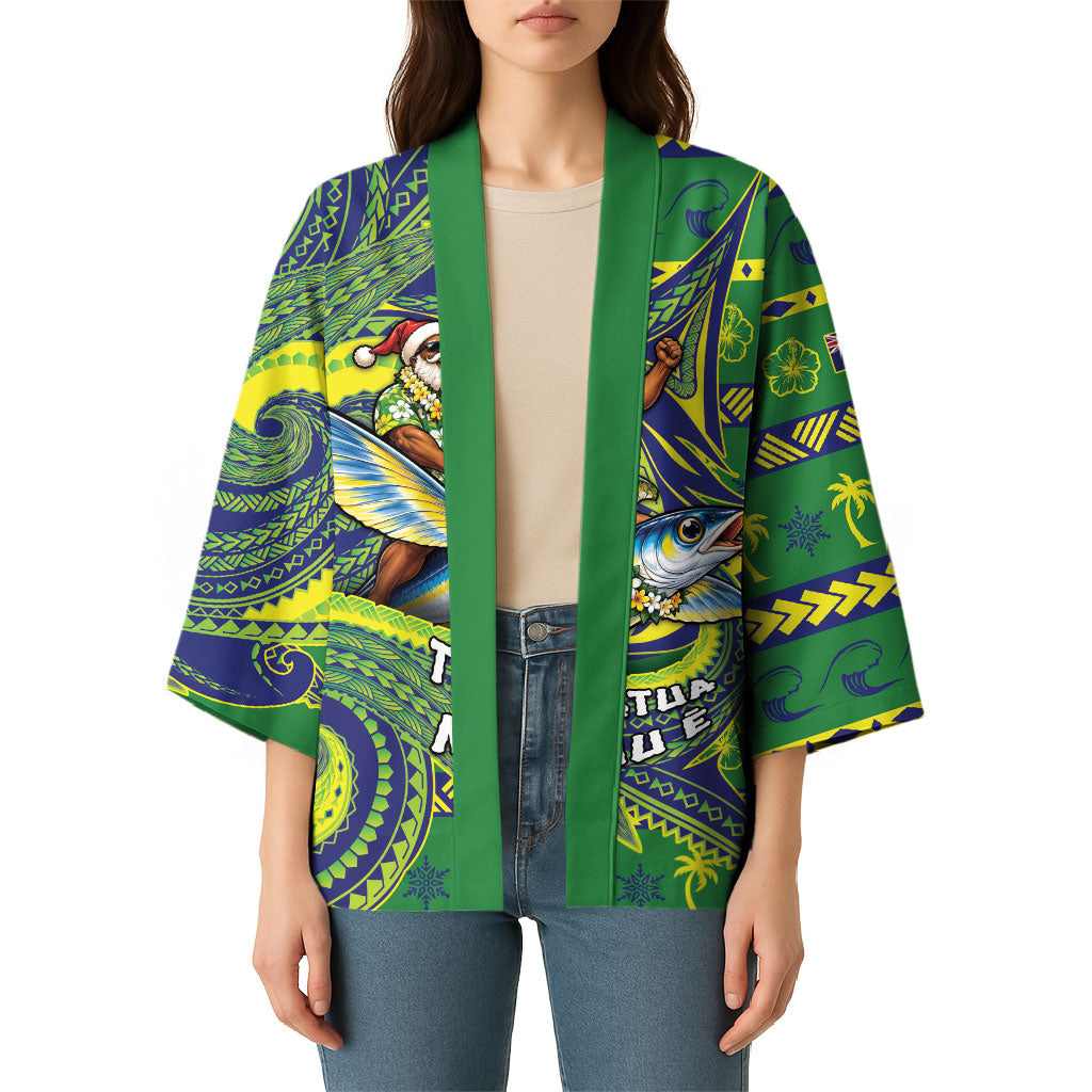 Cook Islands Christmas Kimono Santa Riding Flying Fish