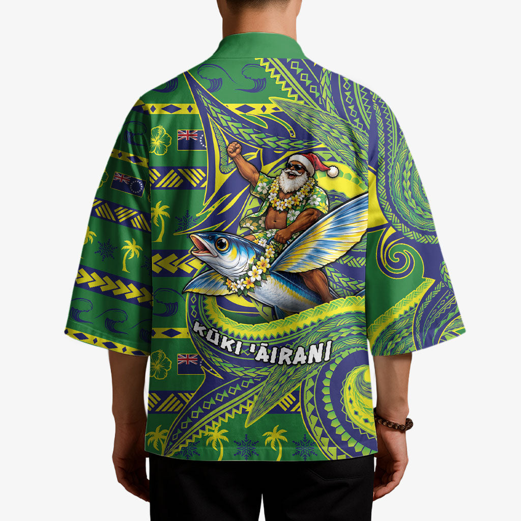 Cook Islands Christmas Kimono Santa Riding Flying Fish