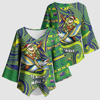 Cook Islands Christmas Kimono Sleeve Blouse Santa Riding Flying Fish DT05 - Polynesian Pride