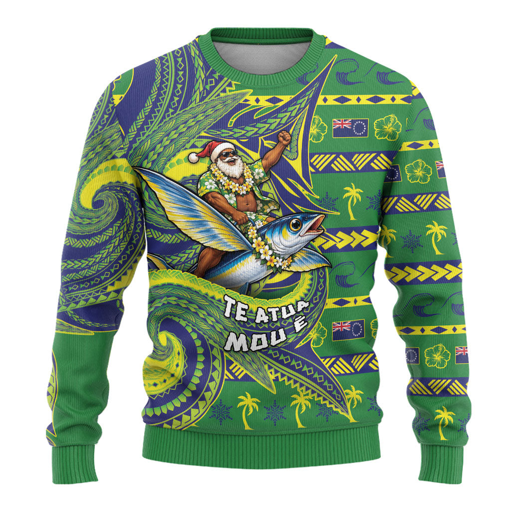 Cook Islands Christmas Ugly Christmas Sweater Santa Riding Flying Fish DT05 - Polynesian Pride