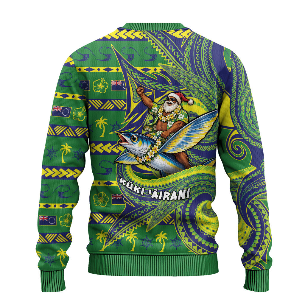 Cook Islands Christmas Ugly Christmas Sweater Santa Riding Flying Fish DT05 - Polynesian Pride