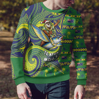 Cook Islands Christmas Ugly Christmas Sweater Santa Riding Flying Fish DT05 - Polynesian Pride