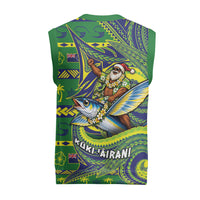 Cook Islands Christmas Knitted V-Neck Vest Santa Riding Flying Fish