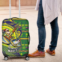 Cook Islands Christmas Luggage Cover Santa Riding Flying Fish