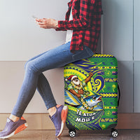 Cook Islands Christmas Luggage Cover Santa Riding Flying Fish